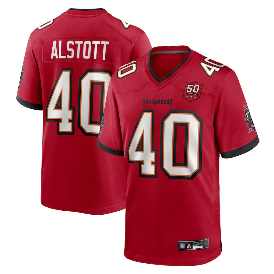 Punc TB.Buccaneers #40 Mike Alstott Player Red 50th Anniversary GameStitched Jerseys