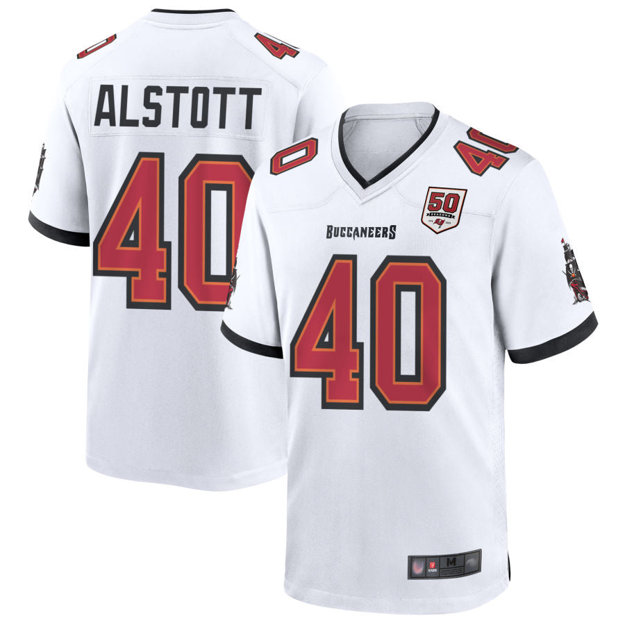 Punc TB.Buccaneers #40 Mike Alstott Player White 50th Anniversary Game Stitched Jerseys