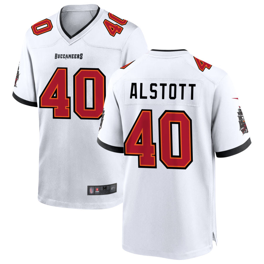 Punc TB.Buccaneers #40 Mike Alstott Player White Home Game Stitched Jerseys