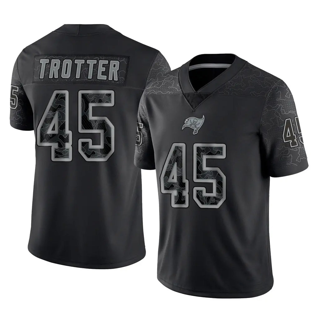 Punc TB.Buccaneers #45 Josiah Trotter Player Black Reflective Limited Home Game Stitched Jerseys