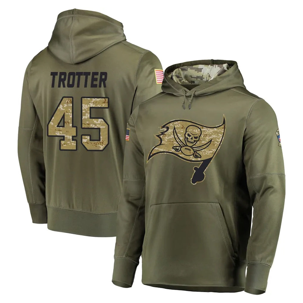 Punc TB.Buccaneers #45 Josiah Trotter Player Olive Salute to Service Pullover Hoodie Home Game Stitched Jerseys