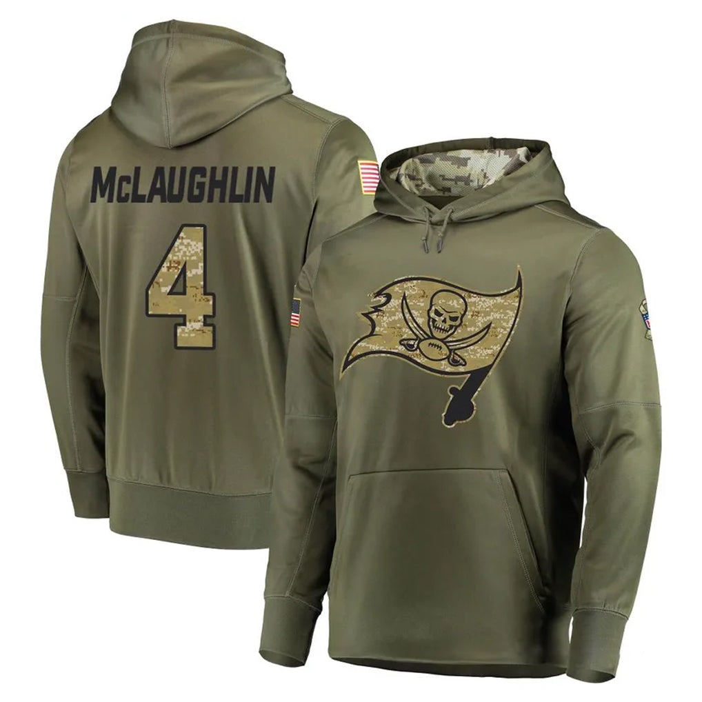 Punc TB.Buccaneers #4 Chase McLaughlin Player Olive Salute to Service Pullover Hoodie Home Game Stitched Jerseys