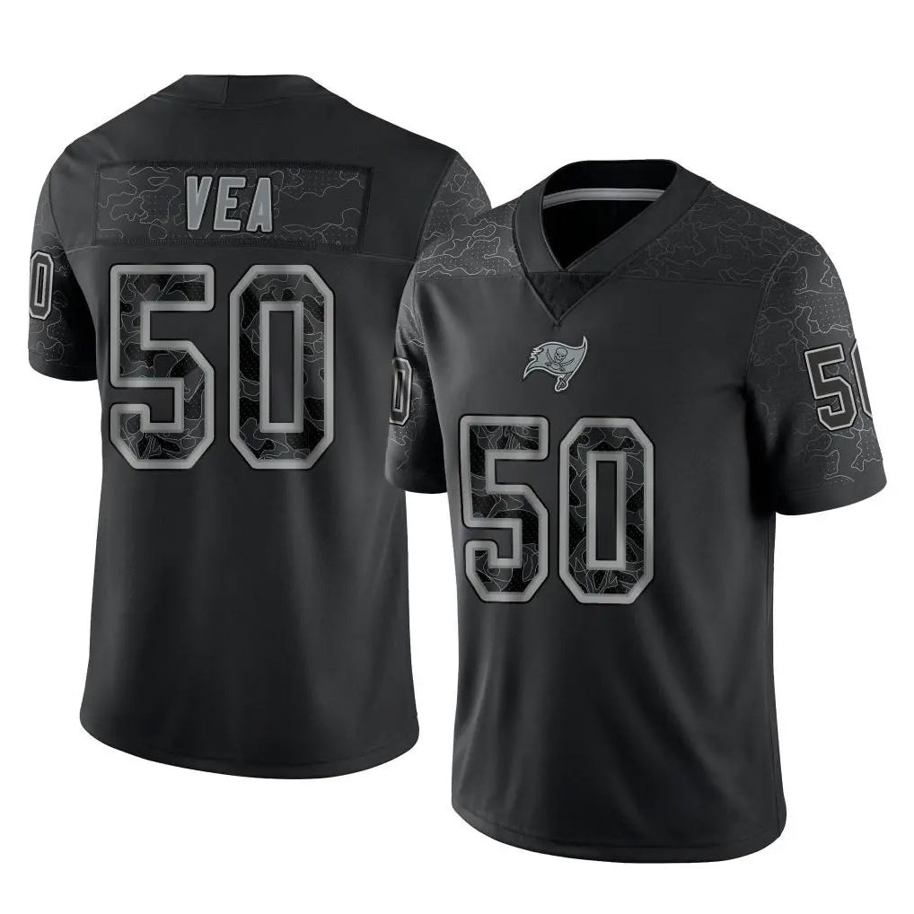 Punc TB.Buccaneers #50 Vita Vea Player Black Reflective Limited Home Game Stitched Jerseys