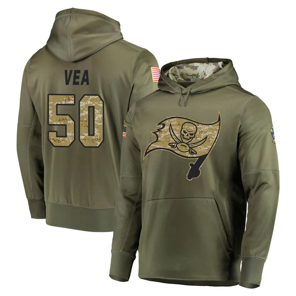 Punc TB.Buccaneers #50 Vita Vea Player Olive Salute to Service Pullover Hoodie Home Game Stitched Jerseys