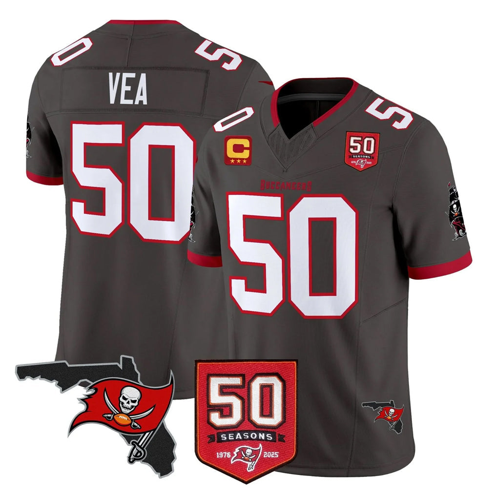 Punc TB.Buccaneers #50 Vita Vea Player Pewter Limited 2026 Season Vapor F.U.S.E. Home Game Stitched Jerseys