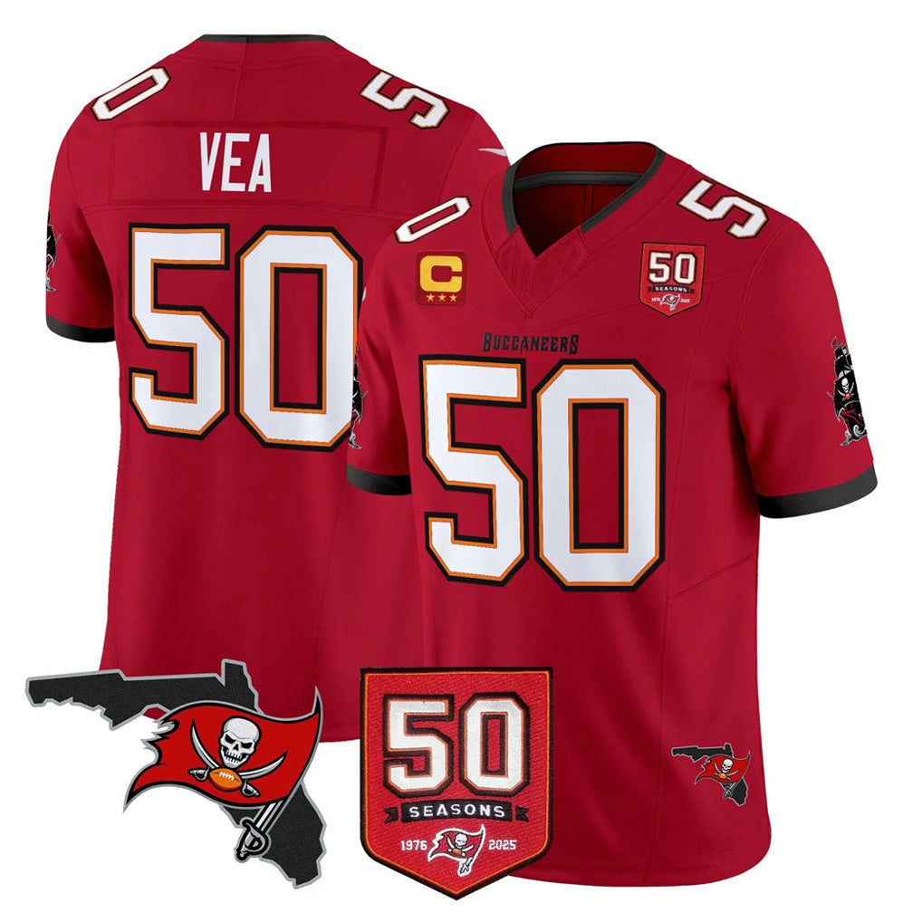 Punc TB.Buccaneers #50 Vita Vea Player Red Limited 2026 Season Vapor F.U.S.E. Home Game Stitched Jerseys