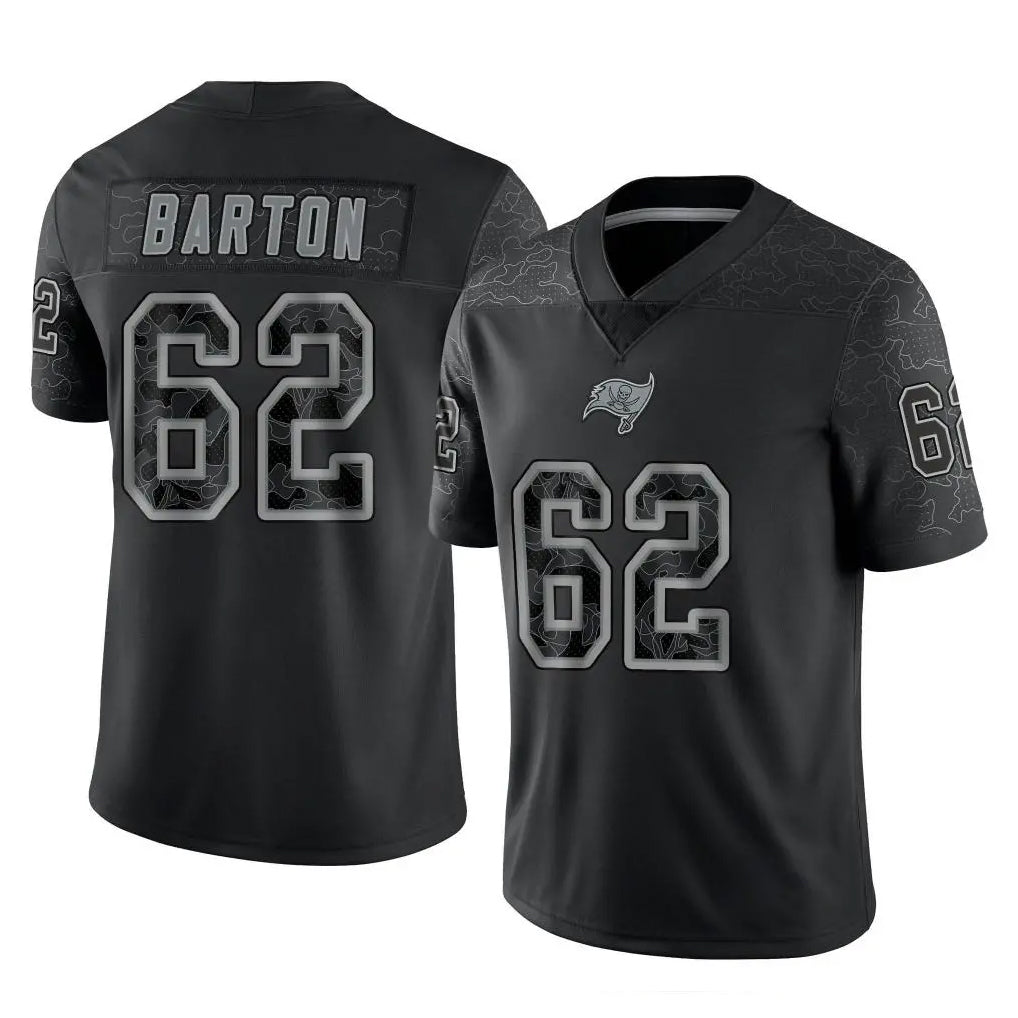 Punc TB.Buccaneers #62 Graham Barton Player Black Reflective Limited Home Game Stitched Jerseys