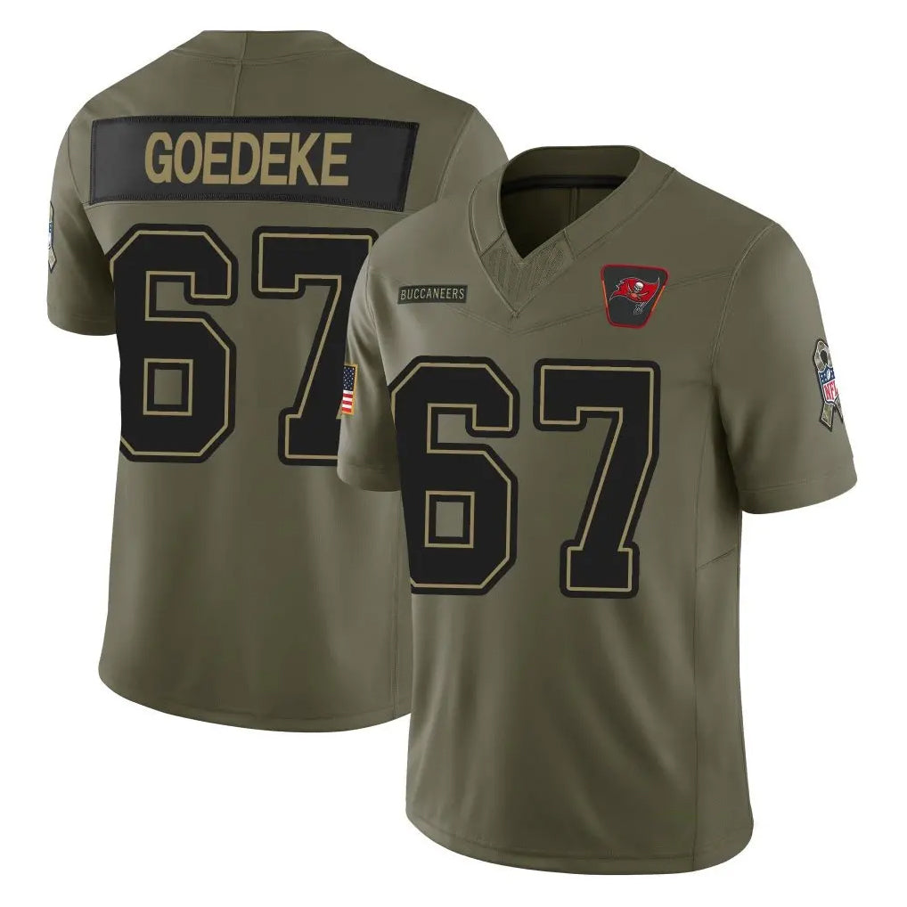 Punc TB.Buccaneers #67 Luke Goedeke Player Olive 2025 Salute To Service Limited Home Game Stitched Jerseys