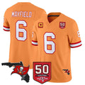 Punc TB.Buccaneers #6 Baker Mayfield Player Orange 50th Season Vapor Limited Home Game Stitched Jerseys