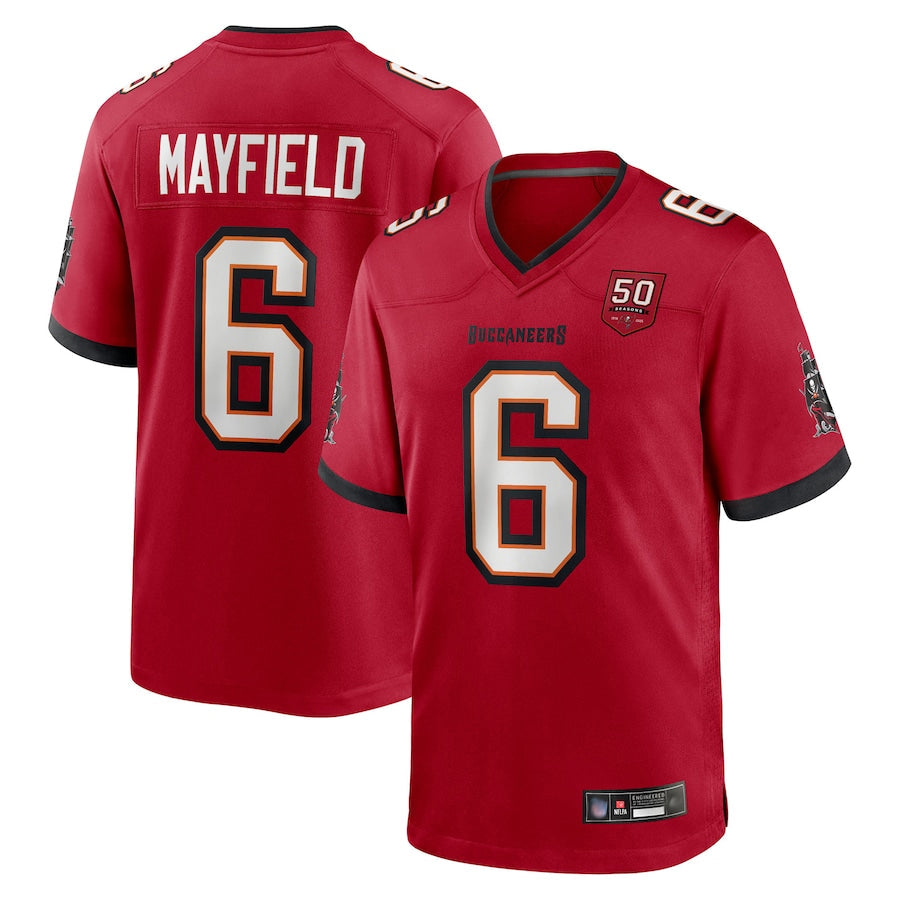Punc TB.Buccaneers #6 Baker Mayfield Player Red 50th Anniversary Game Stitched Jerseys