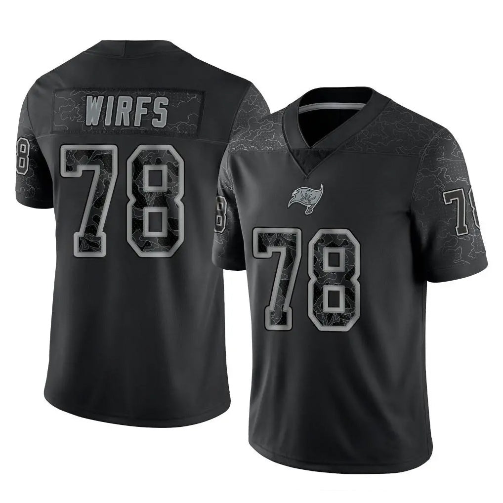 Punc TB.Buccaneers #78 Tristan Wirfs Player Black Reflective Limited Home Game Stitched Jerseys