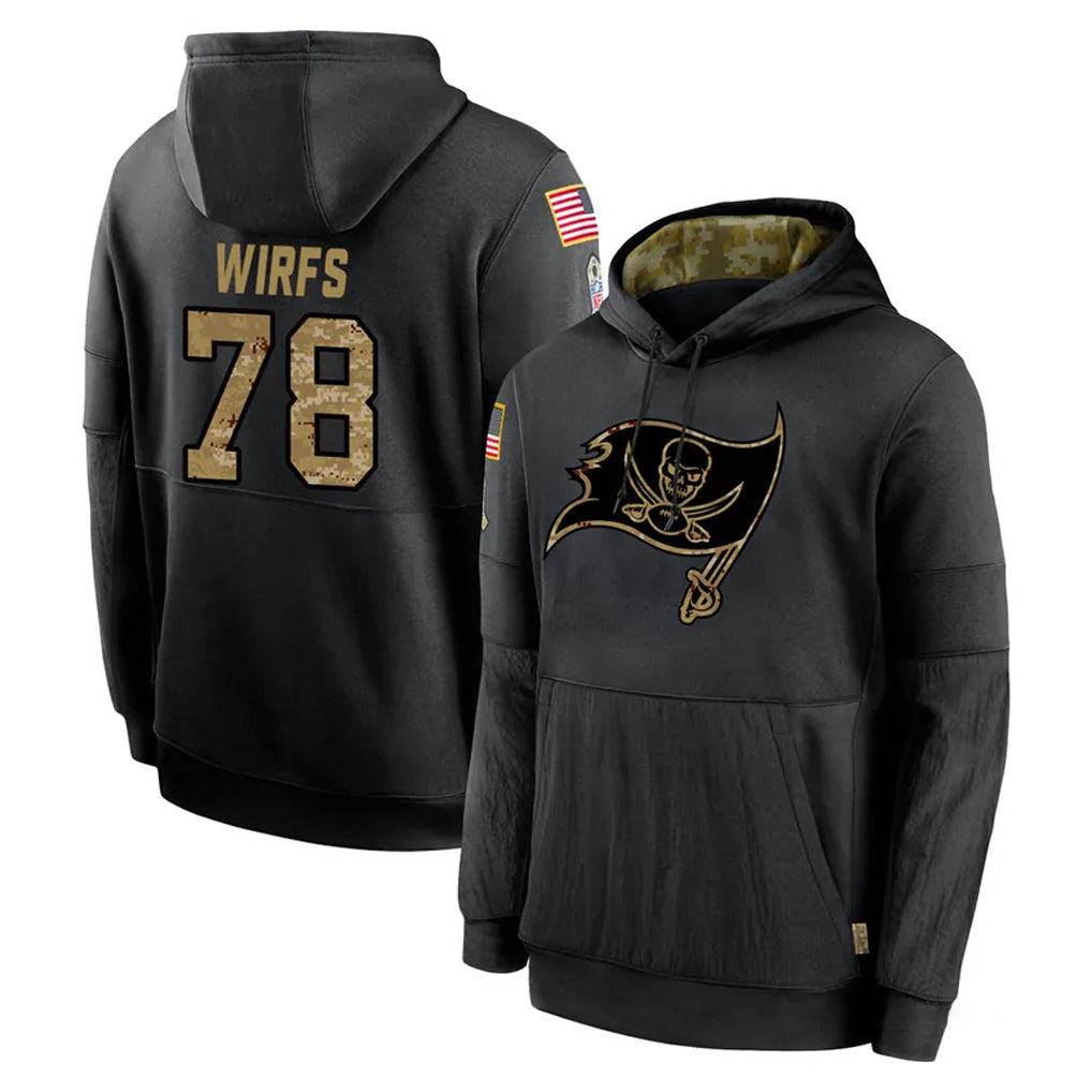 Punc TB.Buccaneers #78 Tristan Wirfs Player Black Salute to Service Sideline Performance Pullover Hoodies Home Game Stitched Jerseys