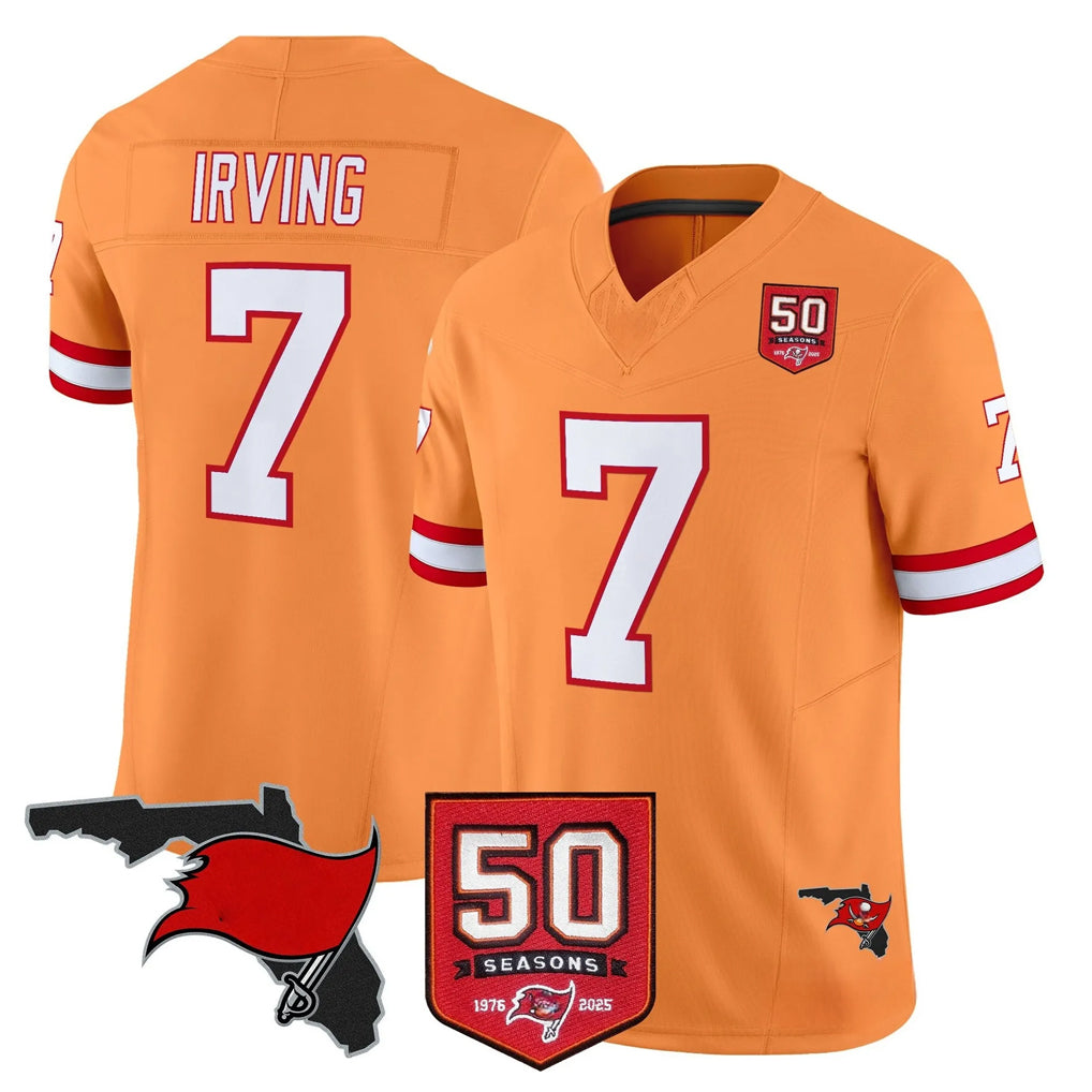 Punc TB.Buccaneers #7 Bucky Irving Player Orange 50th Season Vapor Limited Home Game Stitched Jerseys