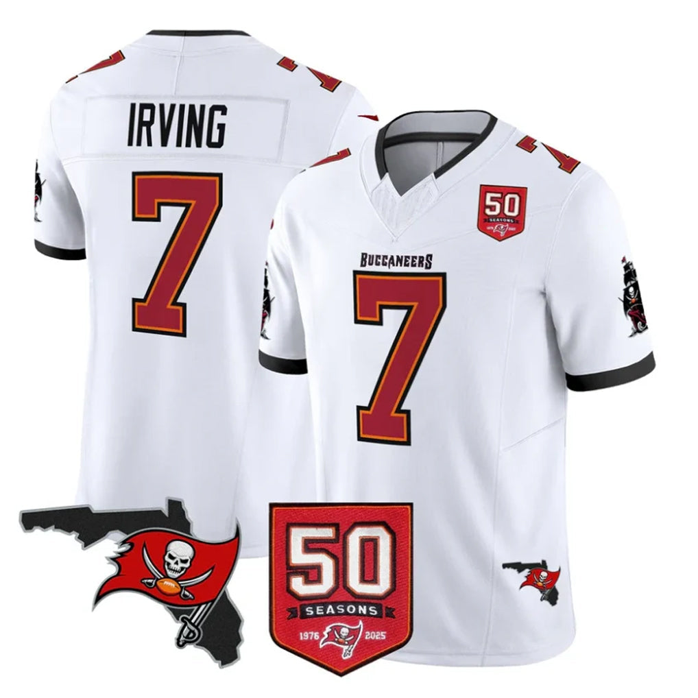 Punc TB.Buccaneers #7 Bucky Irving Player White 50th Season Vapor Limited Home Game Stitched Jerseys