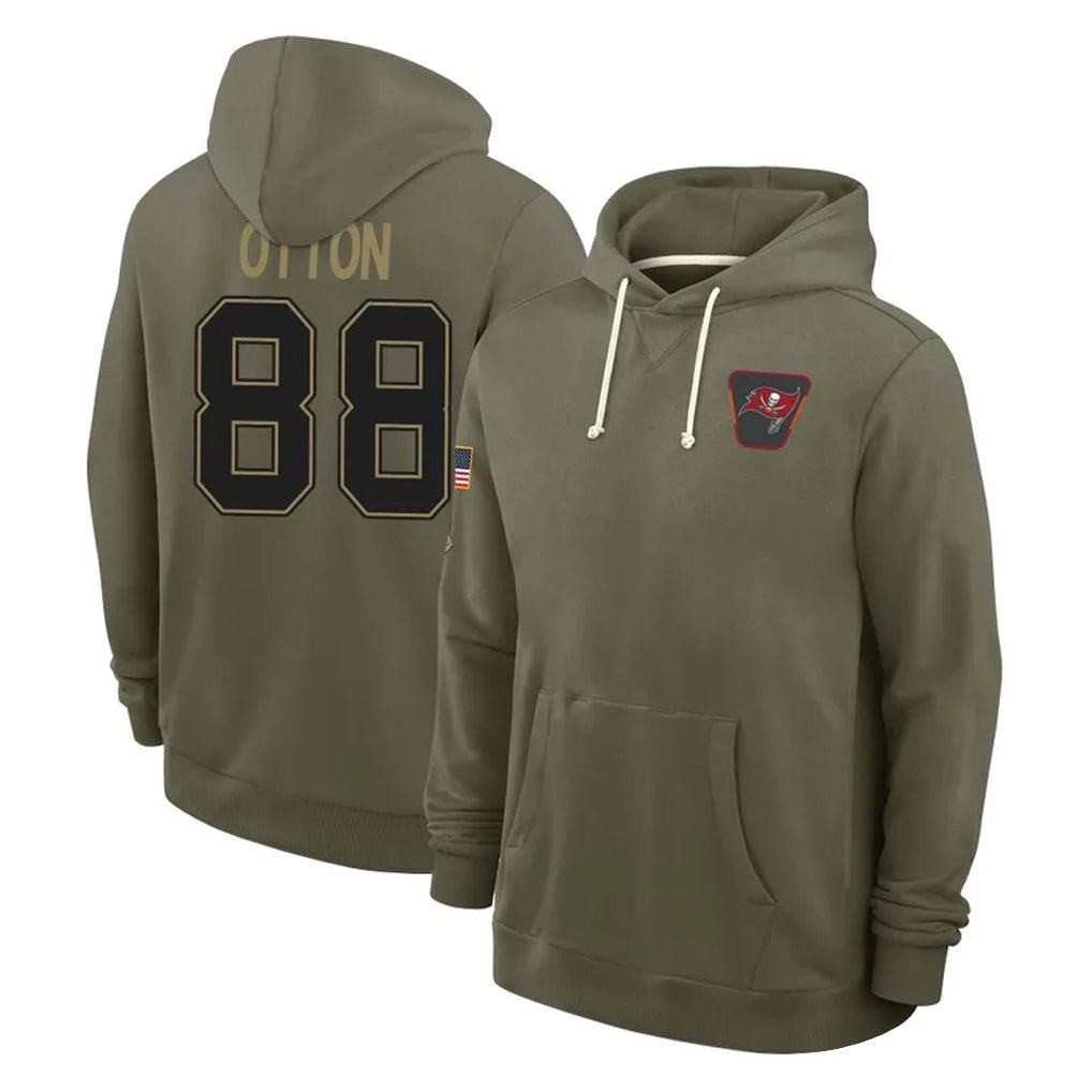 Punc TB.Buccaneers #88 Cade Otton Player Olive Salute to Service Pullover Hoodies Limited Stitched Jerseys