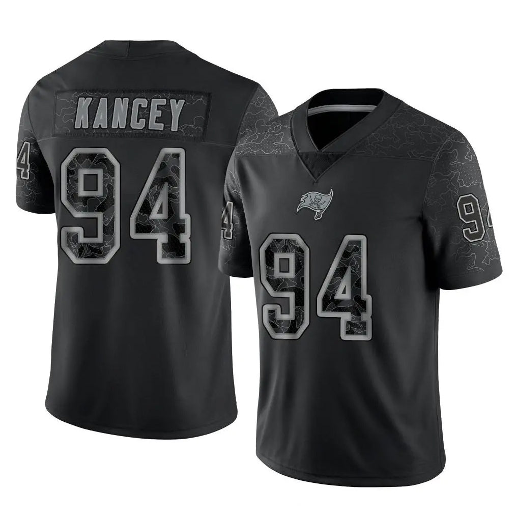 Punc TB.Buccaneers #94 Calijah Kancey Player Black Reflective Limited Home Game Stitched Jerseys