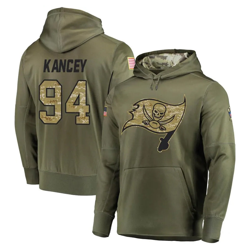 Punc TB.Buccaneers #94 Calijah Kancey Player Olive Salute to Service Pullover Hoodie Home Game Stitched Jerseys