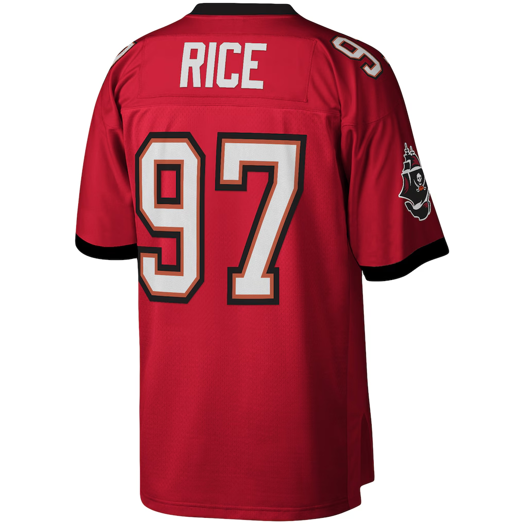 Punc TB.Buccaneers #97 Simeon Rice Mitchell & Ness Red Legacy Replica Stitched Puhic Jersey