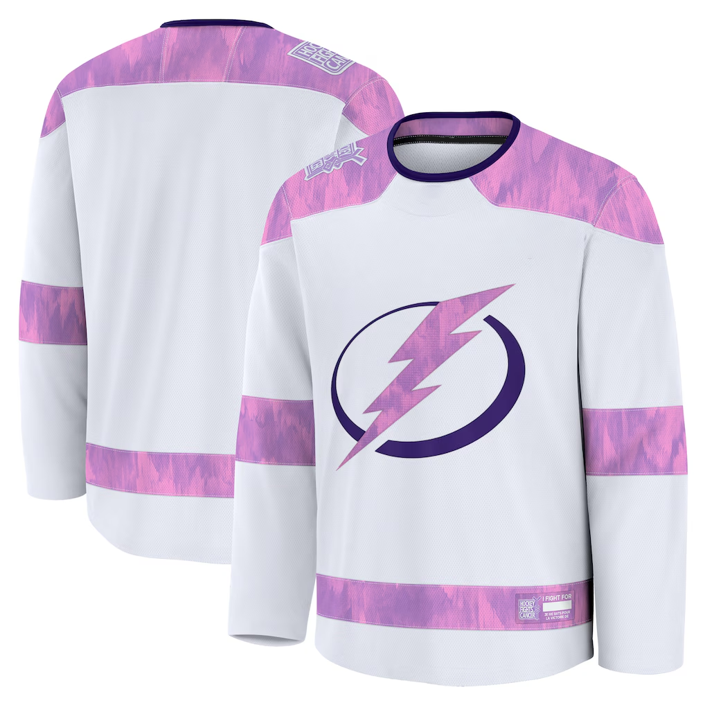Punc TB.Lightning White 2024 Hockey Fights Cancer Practice Jerseys