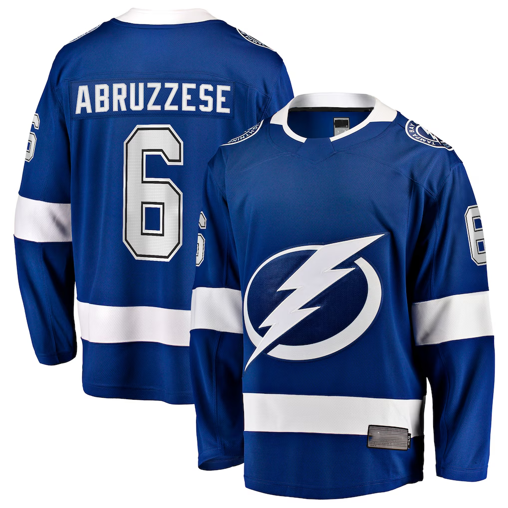 Punc TB.Lightning #6 Nick Abruzzese Blue Home Breakaway Jerseys