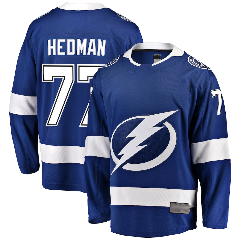 Punc TB.Lightning #77 Victor Hedman Blue Home Breakaway Jerseys