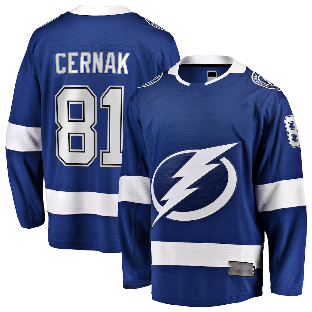 Punc TB.Lightning #81 Erik Cernak Blue Home Breakaway Player Jerseys