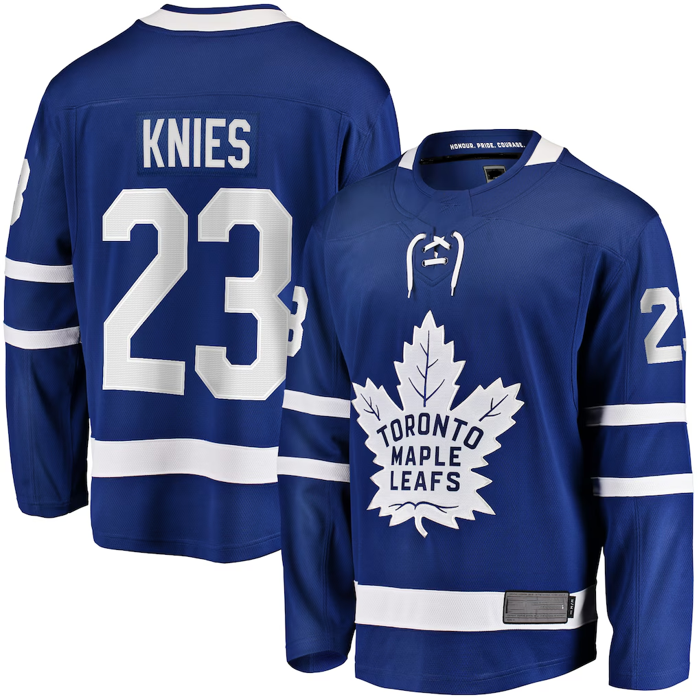 Punc T.Maple Leafs #23 Matthew Knies Blue Home Premier Breakaway Player Jerseys