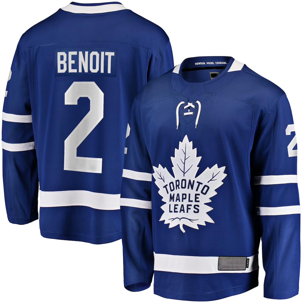 Punc T.Maple Leafs #2 Simon Benoit Blue Home Premier Breakaway Player Jerseys