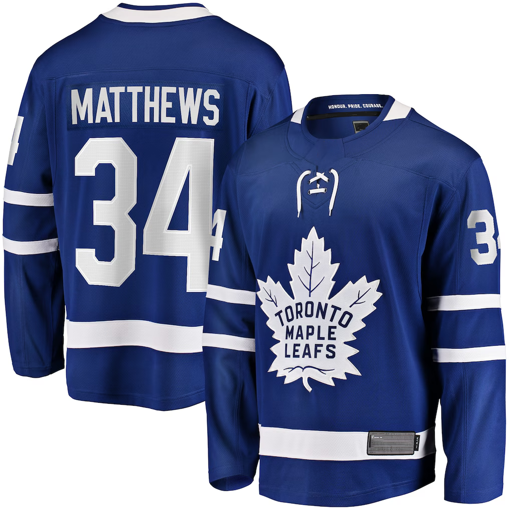 Punc T.Maple Leafs #34 Auston Matthews Blue Home Breakaway Jerseys