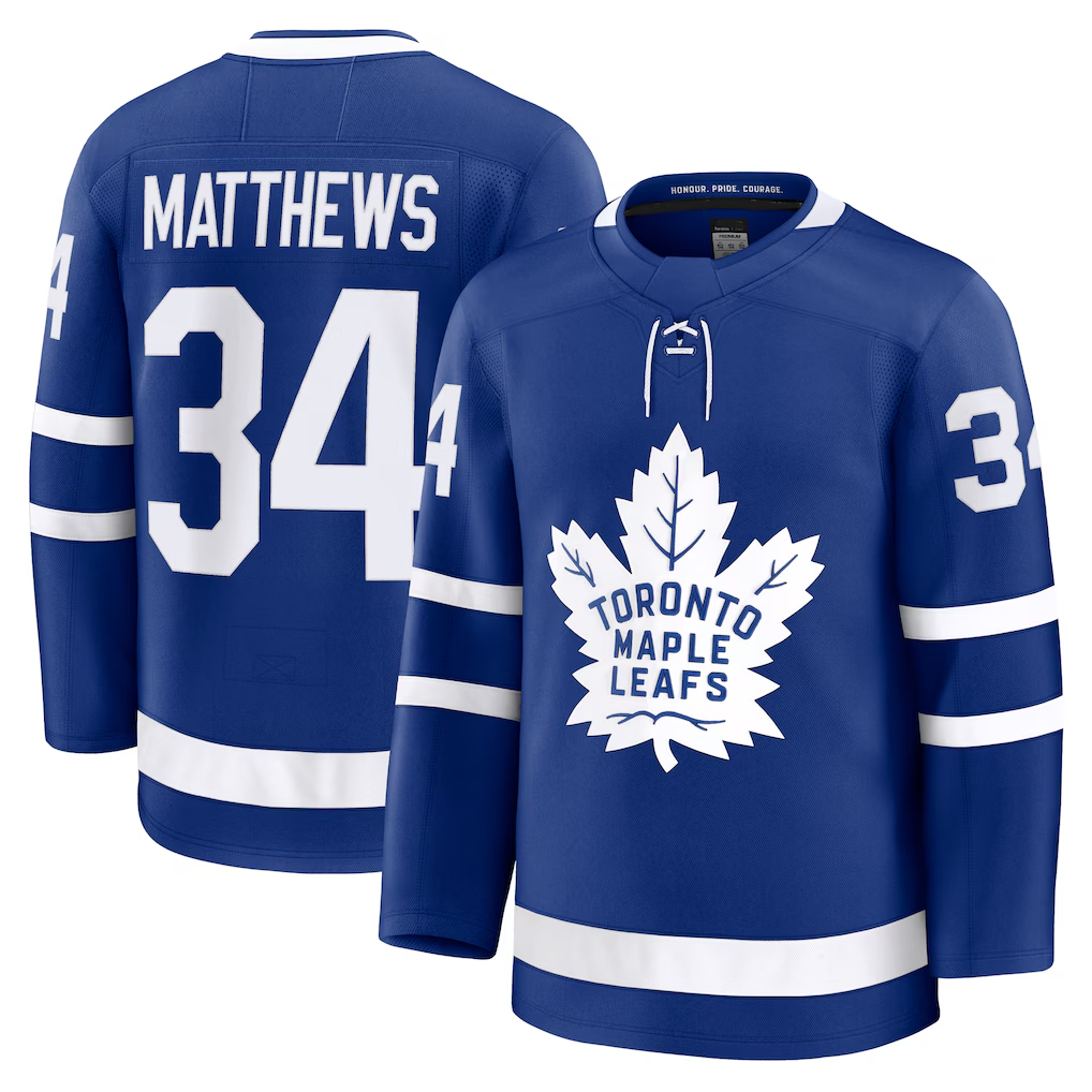 Punc T.Maple Leafs #34 Auston Matthews Blue Home Premium Jerseys