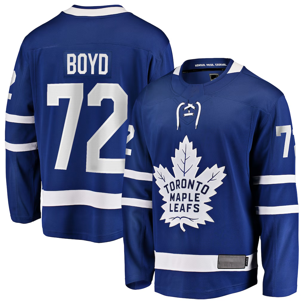 Punc T.Maple Leafs #72 Travis Boyd Blue Home Breakaway Jerseys