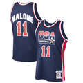 Punc U.Jazz #11 Karl Malone Mitchell & Ness Navy 1992 Dream Team Authentic Jerseys