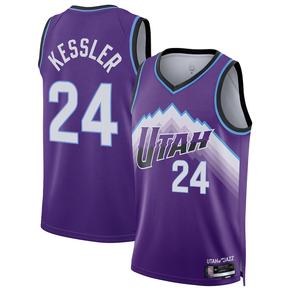 Punc U.Jazz #24 Walker Kessler Purple Swingman Jerseys- Icon Edition