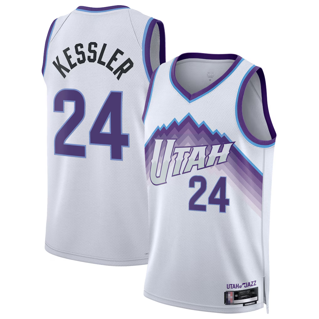 Punc U.Jazz #24 Walker Kessler White Swingman Jerseys - Association Editio