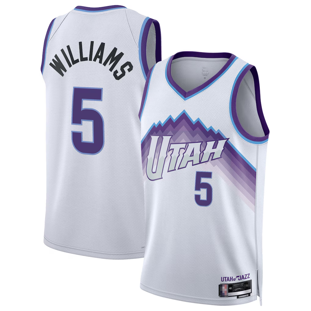 Punc U.Jazz #5 Cody Williams White Swingman Jerseys - Association Edition