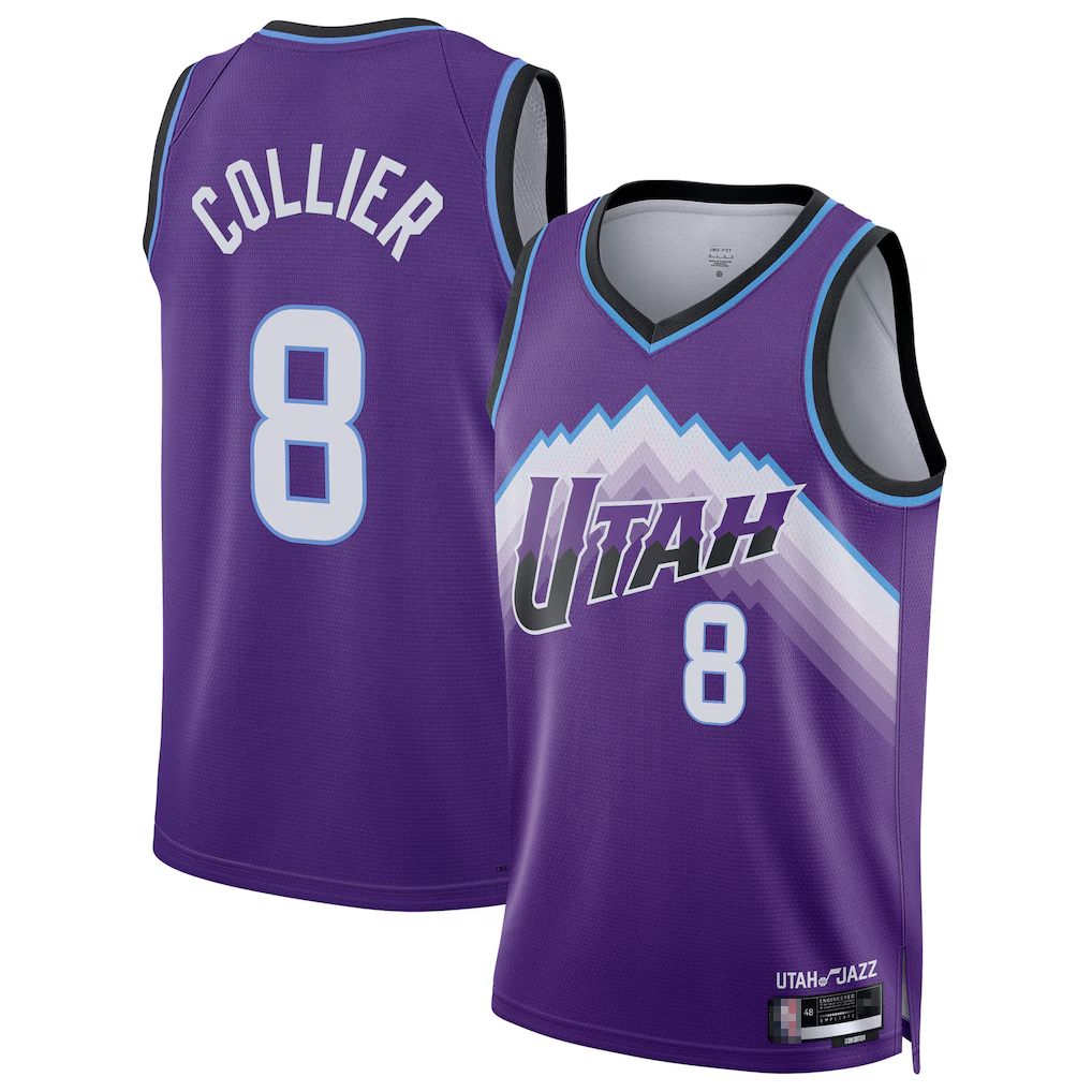 Punc U.Jazz #8 Isaiah Collier Purple Swingman Jerseys - Icon Edition