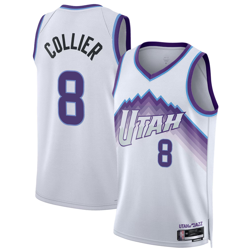 Punc U.Jazz #8 Isaiah Collier White Swingman Jerseys - Association Edition