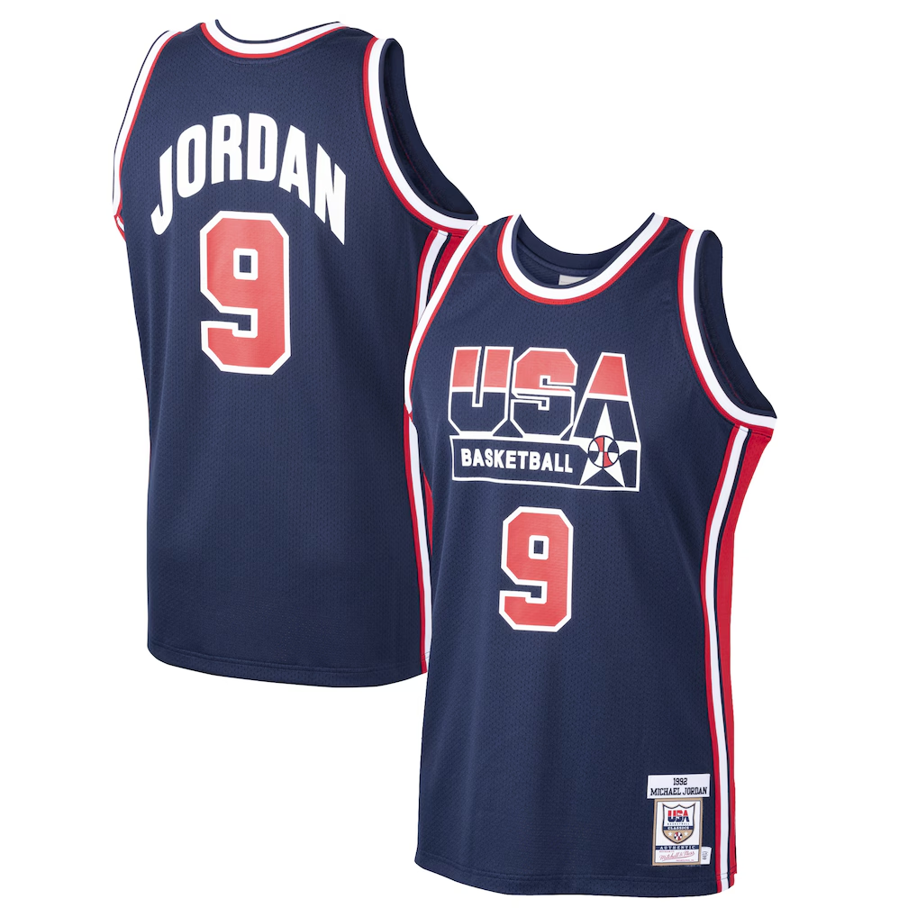 Punc USA Basketball #9 Michael Jordan Mitchell & Ness Navy Home 1992 Dream Team Authentic Jerseys