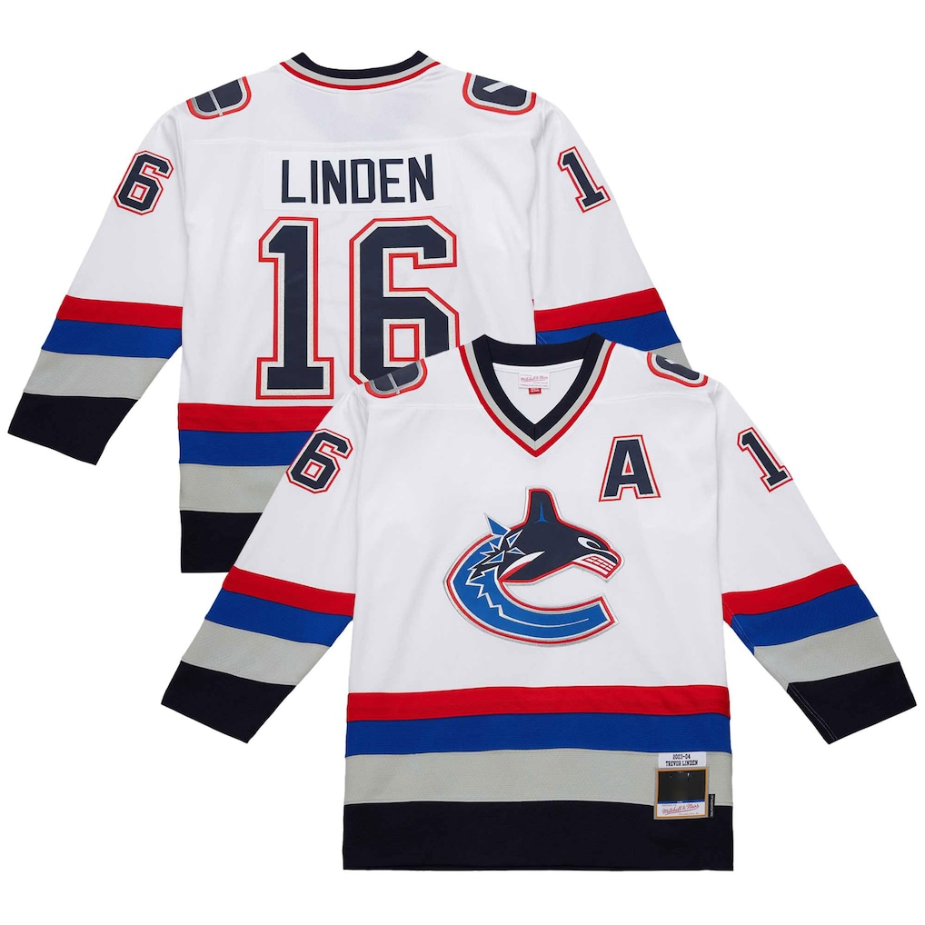 Punc V.Canucks #16 Trevor Linden White 2003-04 Power Play Jerseys