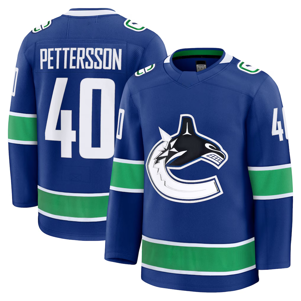Punc V.Canucks #40 Elias Pettersson Blue Home Premium Jerseys