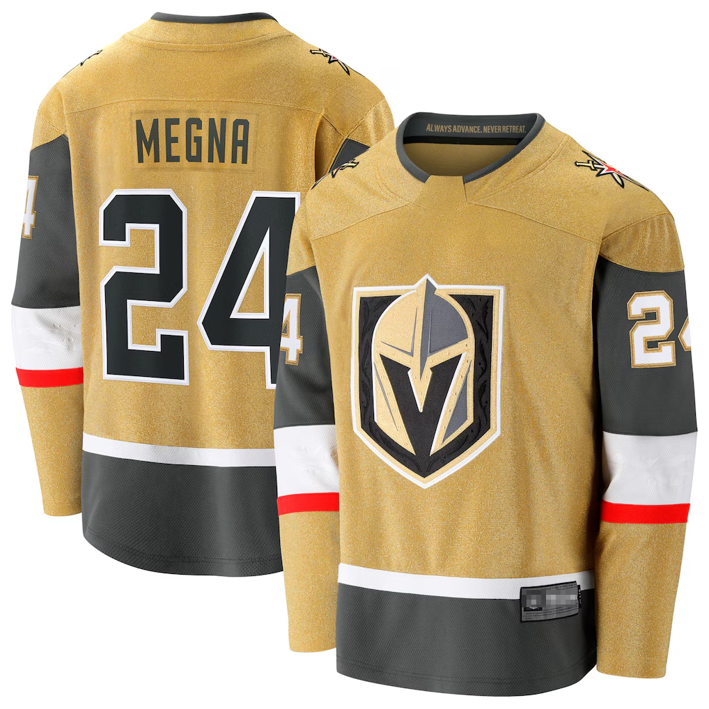 Punc V.Golden Knights #24 Jaycob Megna Gold Home Breakaway Jerseys