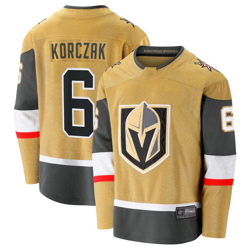 Punc V.Golden Knights #6 Kaedan Korczak Gold Home Breakaway Jerseys