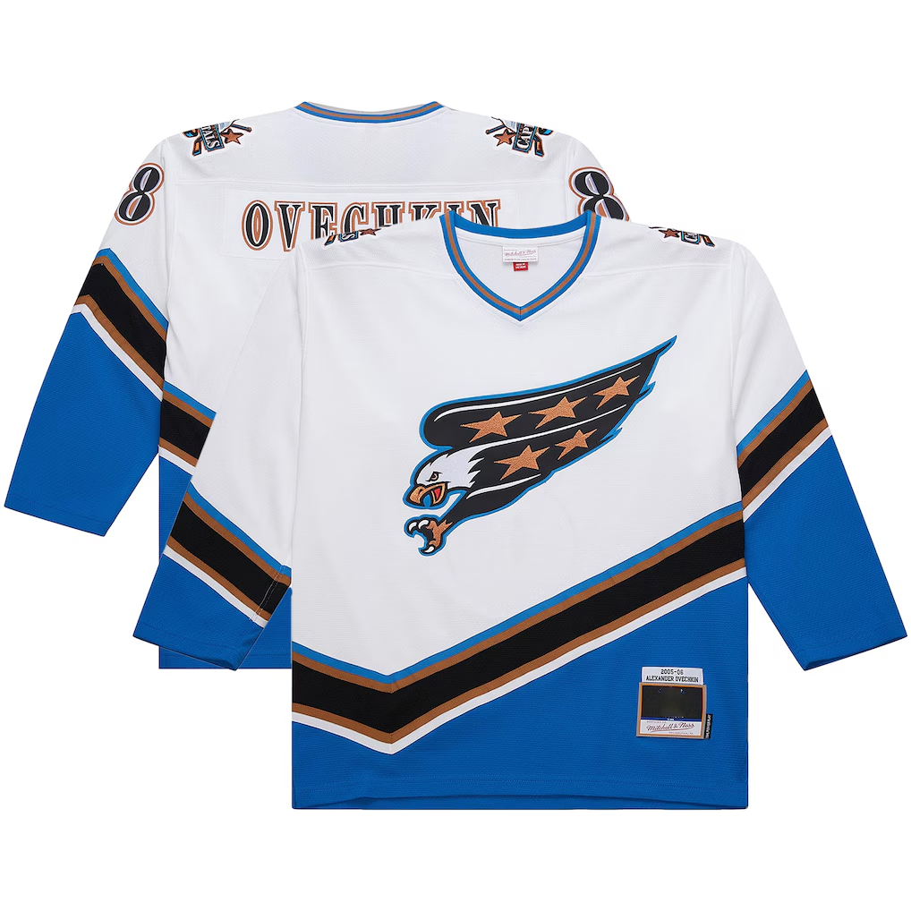 Punc W.Capitals Alexander Ovechkin Mitchell & Ness White Big & Tall 2005-06 Power Play Jerseys