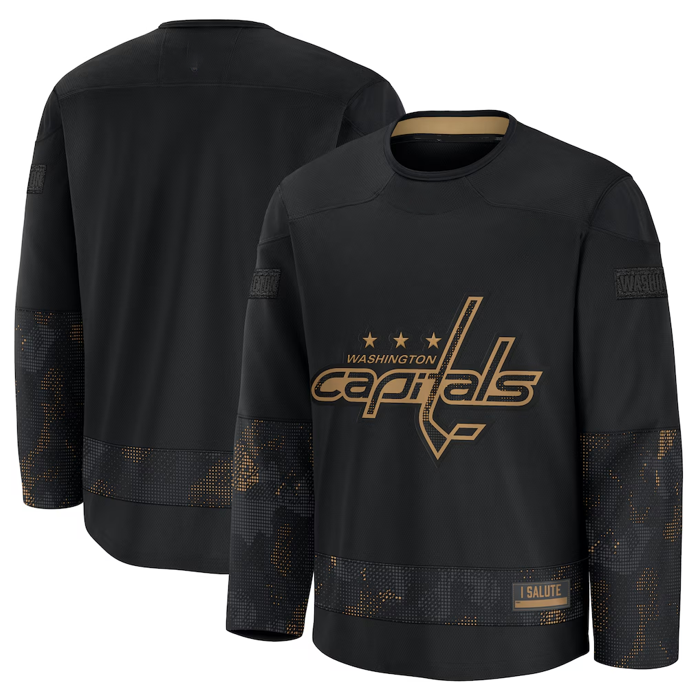 Punc W.Capitals Black 2024 Military Appreciation Practice Jerseys