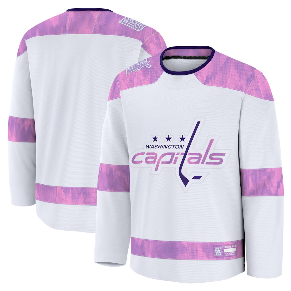 Punc W.Capitals White 2024 Hockey Fights Cancer Practice Jerseys