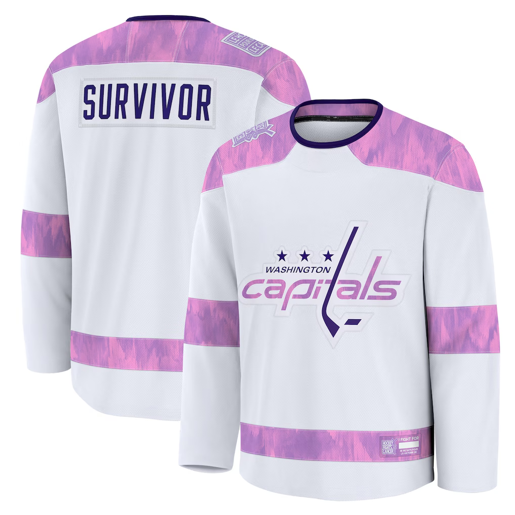 Punc W.Capitals White Hockey Fights Cancer Survivor Practice Jerseys