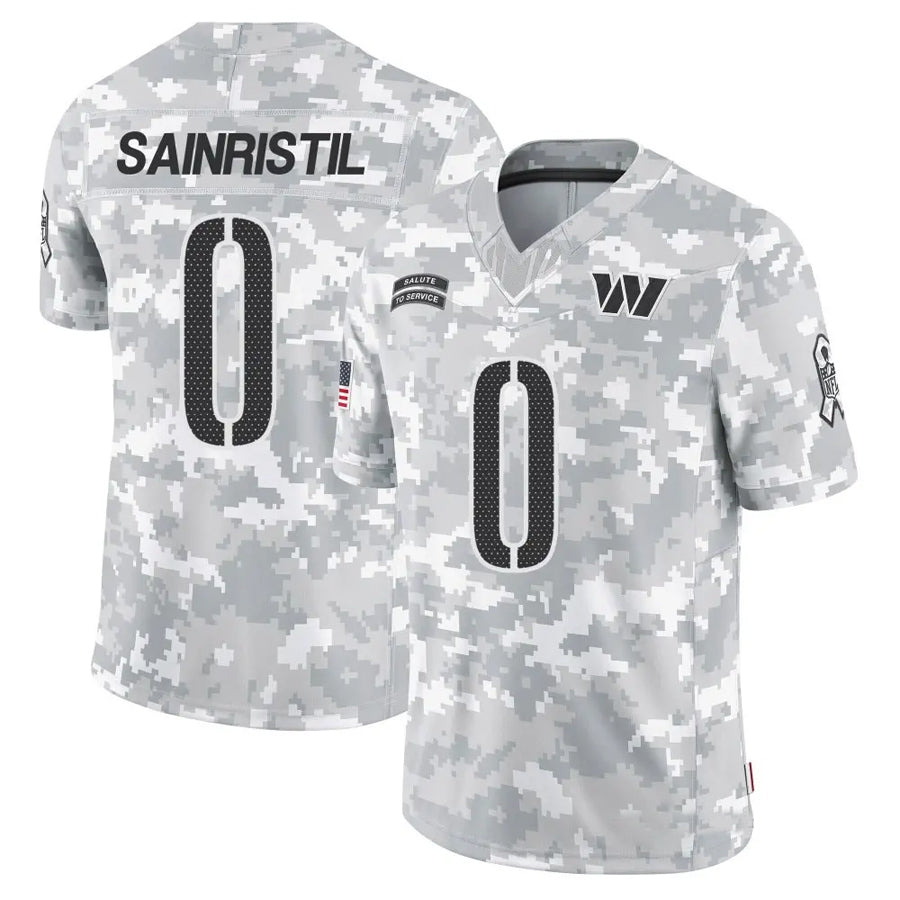 Punc W.Commanders #0 Mike Sainristil Player Arctic Camo Salute to Service Limited Stitched Jerseys