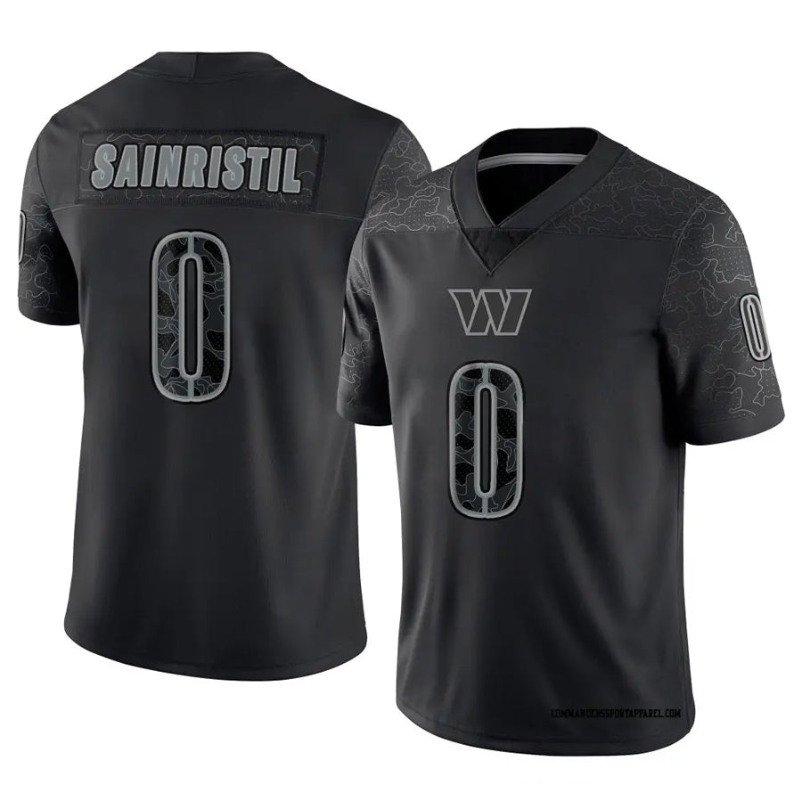 Punc W.Commanders #0 Mike Sainristil Player Black RFLCTV Limited Stitched Jerseys