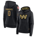 Punc W.Commanders #0 Mike Sainristil Player Black Salute to Service Hoodies Stitched Jerseys