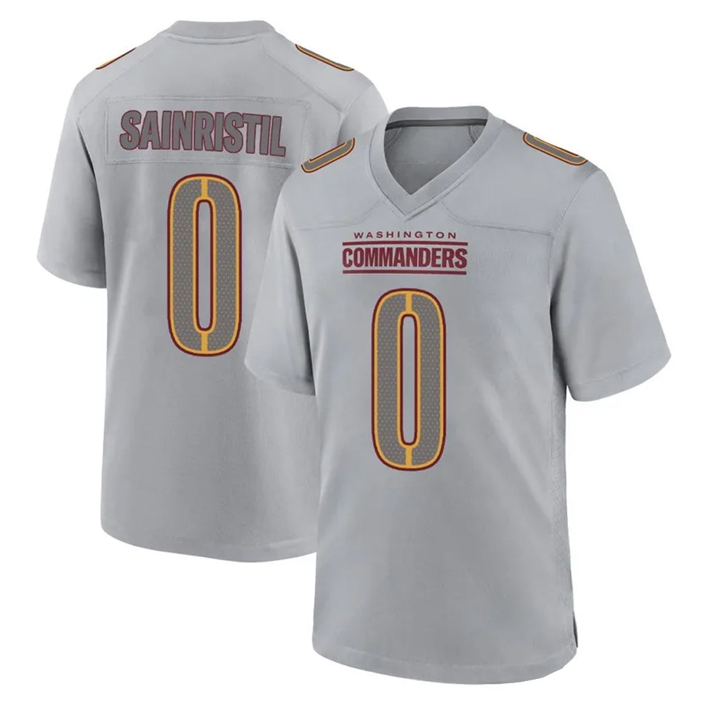 Punc W.Commanders #0 Mike Sainristil Player Gray Atmosphere Fashion Home Game Stitched Jerseys
